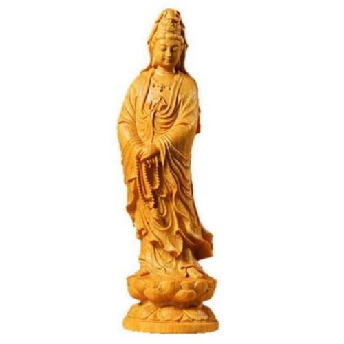 木彫り 観音菩薩像 座像 黄楊材観音菩薩 観音菩薩像 木製 木彫 : 仏像・仏具専商の彫一